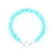 Large 8mm Blue Amazonite Rondelle Gemstone Bracelet, Designer Stacking Bracelet