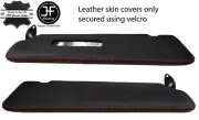 RED STITCH 2X SUN VISORS REAL LEATHER COVERS FOR BMW E30 81-92 SEDAN (for: BMW)