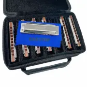 EASTTOP Diatonic Harmonica Set of 7 PRO10 Wooden Comb Blues Diatonic Harmonica