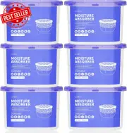 6-Pack Moisture Absorber Boxes, Dehumidifier for Closet, Bathroom (280g/Pack)
