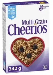 Canadian Multi Grain Cheerios Breakfast Cereal, Whole Grains, 342g