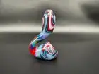 Sherlock AJ Montage Glass Tobacco Pipe Handmade Red Colorful Heavy Heady OVG USA