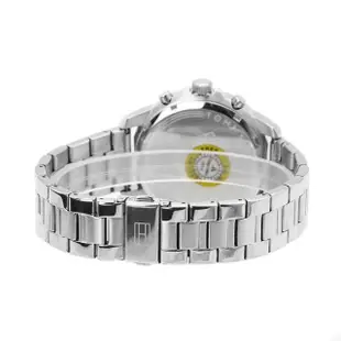 【Tommy Hilfiger】銀殼 黑面 三眼日期顯示 面板鏤空特殊設計 銀色鋼帶 手錶 男錶(1710477)