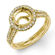 1.00 Ct Round Cut Diamond G VS2 Setting Accents Engagement Ring 14k Gold Yellow