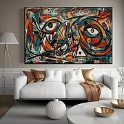 A Large Abstract Modern Art Canvas Print Unframed Picasso Style Wall Painting. Mixed Tones. No Electricity Required Decorative Poster Suitable For Living Room