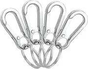 Herr Ozean Pack of 4 Feather Small Metal Key Chains, Small Metal Hooks, Backpack Accessories, Car Key Accessories, for Hanging Spring Key Ring Hooks., gray, 4