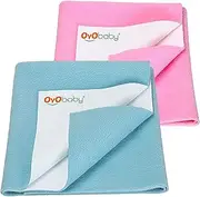 OYO Baby Waterproof Baby Bed Protector Dry Sheets for New Born Babies Reusable Mats Cot & Bassinet Gift Pack (Gift Pack 2, Blue), Blue/Pink, Small (OB-2000-B+P)