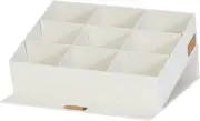 Premium Storage Box with Lid - 9 Compartments - Linen Fabric - Hinged Lid - Magn