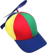 Propeller Hat Rainbow Top Hat Funny Colorful Adjustable Unisex Costume Hats Baseball Cap Helicopter Cap for Party Favors Fancy Dress Outdoor, Adult Blue Brim