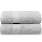LINENOVA 650GSM 100% Cotton Bath Sheets 90x180 cm - 2 Pack - Silver Grey