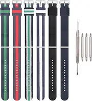 [XBHSW] Premium Nylon Multicolor Nato Watch Band, 10mm-22mm Unisex Casual Strap, Breathable and Soft, Tang Buckle, Not Water Resistant