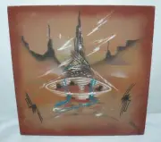 Artist Signed Chatter Hand Painted Pressed Board Tile 12x12" Native American