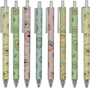 Maydahui 12PCS Cartoon Fruit Gel Pens Cute Kawaii Retractable Printing Pen Watermelon Pineapple Strawberry Avocado Lemon Peach Style Black Ink for School Girls Party