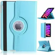 For Apple iPad Mini 7 8.3" 2024 /Mini 6 / 6th Gen Generation 2021 360 Degree Rotating Flip Leather Stand Smart Auto Sleep /Wake Case Cover (Sky Blue)
