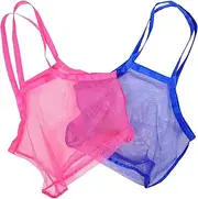 BRIGHTFUFU Ganize Your Boys and Girls' Beach Toys 2 Pack Breathable Mesh Bag Seashell Storage Pouch for Summer Beach Bag Travel Bag