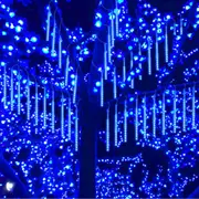 Christmas Meteor Shower Lights 8 Tube 288 LEDs Solar Powered Lights Christmas Decoration Lamps Meteor Shower Rain Lights for Christmas Holiday Party Home Patio Party -Blue