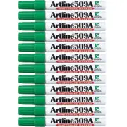 12 x Artline 509A Whiteboard Marker Xylene Free Chisel Tip 5mm Green EK-509A