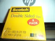 Scotch Double Sided 2 PACK Permanent Tape, 1”x 36 yards Cat. 665 Clear