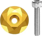 HARFINGTON 1 1/4" OD Bicycle Headset Stem Top Cap Aluminum Alloy Cycling Headset Cover Stem with M6 Bolt for Mountain Bike Road Bike MTB, Gold