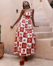 Sabo Skirt Zaco Dress Kyoho Size Small One Shoulder Linen Red Long Maxi BNWT