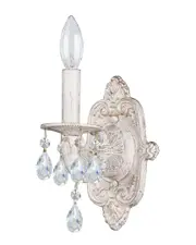 Crystorama Paris Market 1-Light Antique White Crystal Sconce