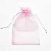Pink Colour Organza Bags 4pcs Pack 13x18cm for Gift Jewellery Candy bag Drawstring Ribbon