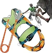 Fall Protection Harness, Full Body Safety Gear with Shock Absorbing Lanyard, Waist Pad Support Belt, Outdoor Equipment for Climbing, Hiking, Roofing Work
