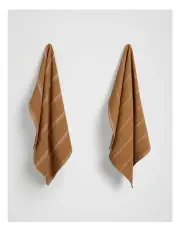 [Fine Day] Stripe Tea Towel 2 Pack in Mocha