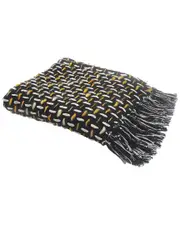 LR Home Modern Interwoven Throw Blanket With Fringe