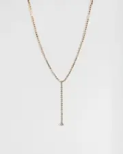 Gold Crystal Lariat Necklace