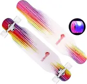 Sports Longboard Skateboard, 42.5" 8-Layer A-Level Maple Four-Wheel Flashing Double-Sided Five-Color Aurora Pattern Brush Street Dance Step Board Suitable for Adult Men Women