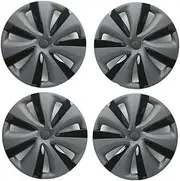 4PCS Wheel Caps 19 Inch Hub Cap Automobile Replacemen HubCap Full Rim Cover Compatible for Tesla Model Y 2020-2024 Accessories(L-R Grey Black)