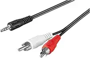 Goobay 50441 10m Audio Cable AUX Adapter - 3.5mm Male to Stereo RCA Male, Black | High-Quality Sound Connection