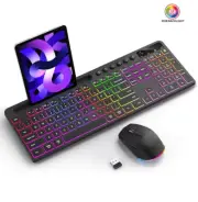 Wireless Keyboard and Mouse Combo with Backlit Full Size Ergonomic Keyboard with
