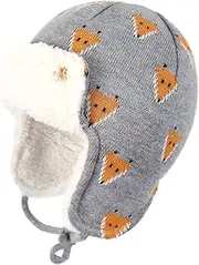 [FRCOLOR] Long-Lasting Warm Child Winter Hat Soft Cotton Ear Cap Child Ear Protection Cap Fashionable Pattern Grey