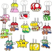 VSIXSN 28 PCS Mario Keychain, Mario Party Set Birthday Party Supplies for Back Pack School Bag for Kids Birthday Gifts For Fill Up the Goodie Bags for Anime Themed Party