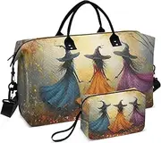 [YXYZRMY] Colorful Witch Forest Travel Duffel Bag Gym Bag Sports Tote Bag with Multiple Interior Pockets Shoulder Weekender Bag for Women Men with Toiletry Bag 20.5”x 7.9”x 13.8”, Multi-Colored, one