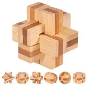 3D Wooden Puzzle Toys Kongming Lock Cube Brain Teasers Game Educational Gift AU