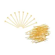 200Pcs Flat Head Pins for Jewelry Making 35mm Brass 20 Gauge Gold