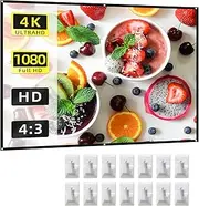 100 Inch Projector Screen 4:3 HD 4K Foldable Portable Sided Projection Anti-Crease Movie Screen Curtain with Hooks for Indoor Home Theater Office Meeting Multicolor 100-Inch