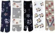 [DYZANOROKY] Two-Toe Socks, Women's, Set of 5, Women's Socks, Socks, Cotton, Lightweight, Ankle-Length, Japanese Pattern, Floral Pattern, Cherry Blossom, Breathable, Odor Resistant, Antibacterial, Sweat