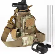 32 Oz Insulated Water Bottle - Stainless Steel Tactical Flask with Straw Lid