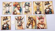 9-Steampunk-Animals-Ephemera-Junk Journal-Crafts-Linen Cardstock-Cards