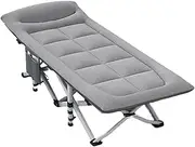Portable Folding Camping Cot, Camping Cot with Thick Pad, Outdoor Portable Folding Lounge Chair Sleeping Cots Bed, Perfect for Camping, Pool, Beach,F FANDIAO