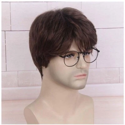 Men's Short Wig Reverse Universal Dark Brown Wig High Temperature Wig Headgear