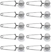 TIHOOD 10PCS Snap Tea Infuser,Stainless Steel Mesh Ball Tea Strainer with Handle for Loose Tea Leaf Pincer Tea Ball Tea Filter Tong