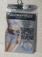 JOCKEY ESSENTIALS SEAMFREE 360 SLIMMING SHORTS PANTY GRAY BLACK SZ 3XL