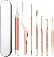 7 Pcs Upgraded Ear Wax Removal Kit with LED Light and Storage Box, Home Safe Ear Cleaner Curette, Ear Cleansing Tools with Led Flashlight for Kids and Adults