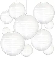 Novelty Place 8 inch White Paper Lanterns (Pack of 10) - Great Chinese/Japanese Home, Party & Wedding Decorations