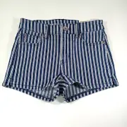 AMERICAN EAGLE Size 0 Hi-Rise Shortie Shorts Next Level Stretch Blue Striped